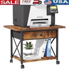 2 Tier Printer Stand Rolling Cart Under Desk Storage Heavy Duty Printer Holder