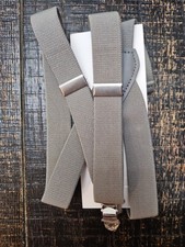 1 Inch Grey Suspenders 30 Inch Length