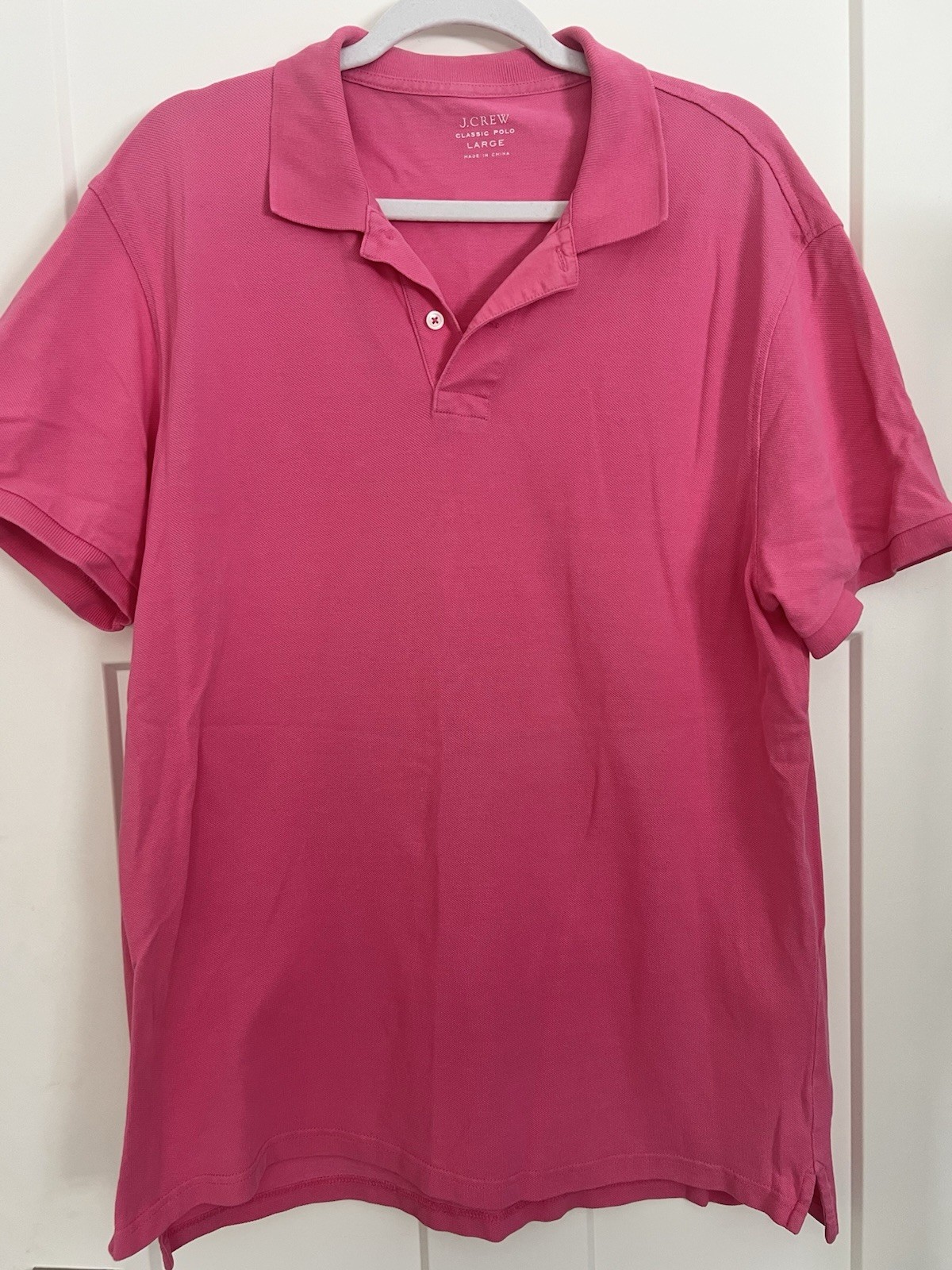 J Crew Men’s Pink Polo Shirt Short Sleeve Classic Fit 100% Cotton Size Large