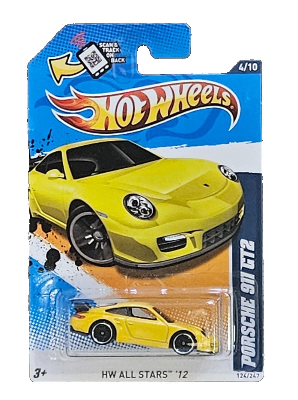 2012 Hot Wheels HW All Stars - Porsche 911 GT2 - Yellow - Walmart Exclusive RARE