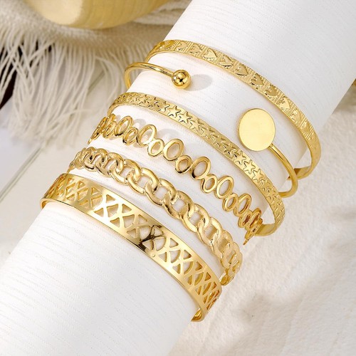 IFKM Gold Bangle Bracelets For Women, 14k Plated Multi Layer Stackable..5 - Picture 5 of 6