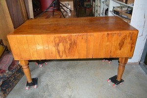 Antique Farmhouse 5' x 30" Butcher Block Table / Island 13" Thick Double Dove VA