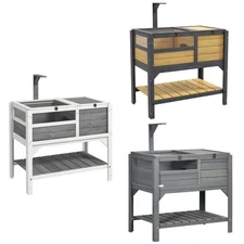 PawHut Wooden Tortoise House W/ Shelf Storage, Light Support Frame, Tray