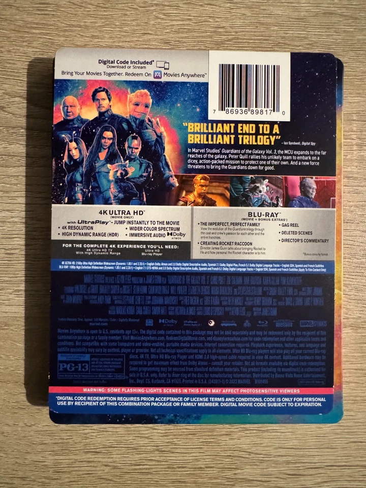 GUARDIANS OF THE GALAXY VOL 3 Steelbook (4K UHD Blu-ray) Best Buy Exclu RARE OOP - Image 2 of 2