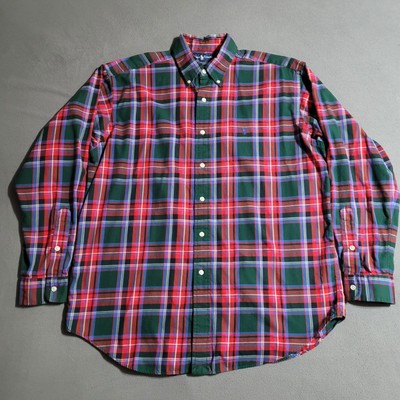 Ralph Lauren Polo Shirt Men's Blake Button Down Long Sleeve Red Plaid Size Large