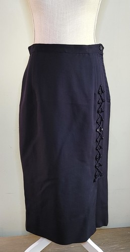 Traje Falda Vintage Años 50 Dan Millstein Balenciaga Lana Unión EE. UU. Azul Marino Chaqueta - Imagen 3 de 16