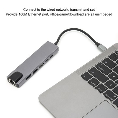 Docking Hub 6 In 1 Type C To High Definition Multimedia Interface USB3.0 PD Hot