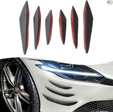 6 PCS Car Bumper Spoiler Canards Kit, Self-Adhesive Front Carbon Fiber Black