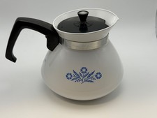 RARE Backstamp 1960s Vintage Corning Ware Blue Cornflower 6 Cup Teapot W/Lid