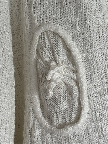 HORSAN EU 40/FITS UK 16 18 20 VINTAGE WHITE Soft Linen Mix Abstract CARDIGAN - Picture 3 of 7
