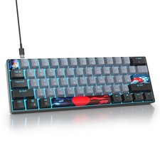 60 Percent Mechanical Keyboard Black Grey RGB Backlit 61 Keys USB Wired Red