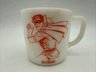 Vintage MILK GLASS 1966 ROBIN Westfield Coffee Mug Tea Cup Red Print Batman TV