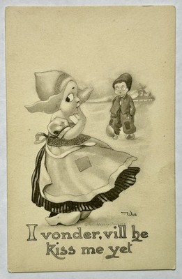 I Vonder Vill Be Kiss Me Yet. Vintage Postcard. Early 1900s. Love And Romance