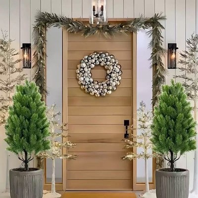 Lifelike 21.6 Artificial Cypress Topiary - Low Maintenance IndoorOutdoor Decor!