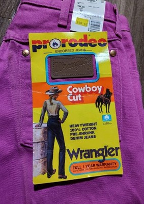 New VTG Women Sz 9 Purple Wrangler Pro Rodeo Cowboy Cut Denim Jeans Long  28x36