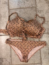 Shade Shore Women s Bikini Set With Underwire, Orange With Black Polkadots