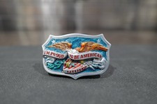 1984 Proud to Be American Eagle Freedom Belt Buckle Patriotic USA Flag Vintage
