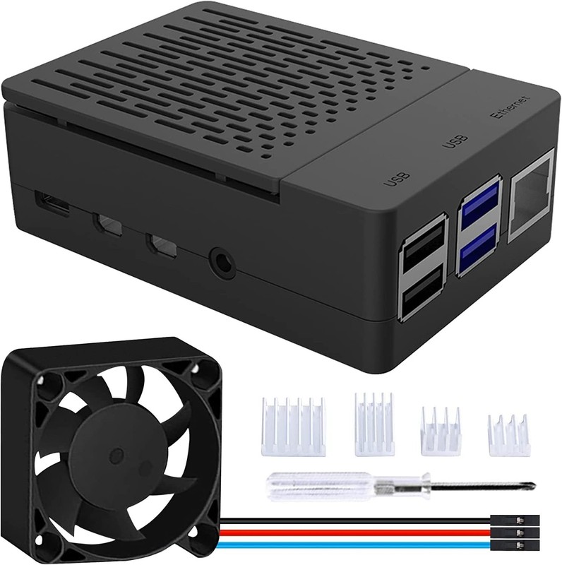 Raspberry Pi 4 Model B ABS Case: Includes PWM Fan & 4 Aluminum Heatsinks