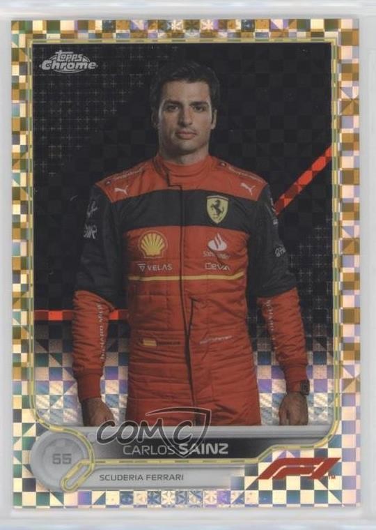 2022 Chrome Formula 1 Gold Checker Flag Refractor 3/50 Carlos Sainz Jr #29 17eu