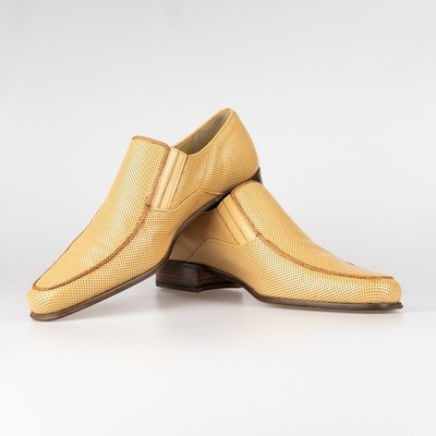 NWOB $1350 Artioli Beige Loafers Perforated Leather Shoes 7UK / 8US / 41EU