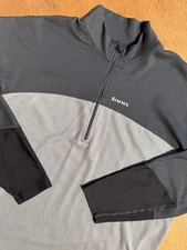 Simms Waderwick Thermal 1/4 Zip Shirt L Black Gray Fishing Base Layer Canada