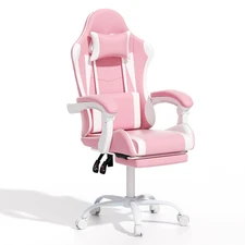 Ergonomic Coumputer Gaming Chair Office Swivel Recliner Seat w/ Footrest Pink