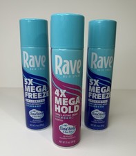 Rave Hair Spray 2 5X Mega Freeze 1 4X Mega Hold Long Lasting ClimaShield