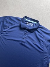 Ariat Polo Shirt Mens M Blue Solid Tek Golf Casual Short Sleeve Stretch
