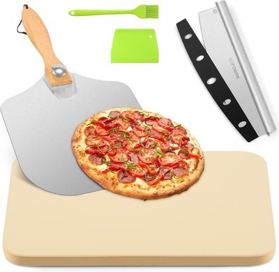 Pizza Stone 5 PCS Set 15 x 12'' Rectangle Pizza Stone Set for Oven Grill