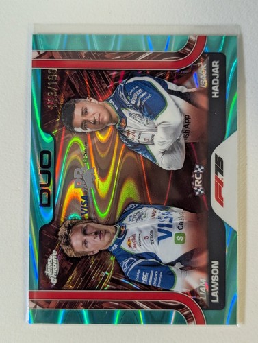 2025 Topps Chrome Formula 1 Liam Lawson / Isack Hadjar Aqua RayWave /199 RC #169