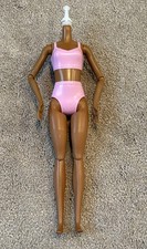 Mattel Barbie Doll 11 Articulated Body Only Flat Foot Medium Dark For OOAK NEW