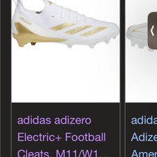 Adidas Adizero White and Gold Cleats