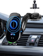 Wireless Car Charger Mount, Fast Charging Auto Clamping 15W Intelligent Dual ...