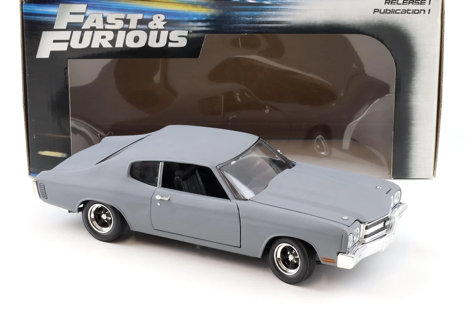 1:18 Johnny Lightning 1970 Chevrolet Chevelle SS Coupe Grey Fast & Furious - Image 2 of 4