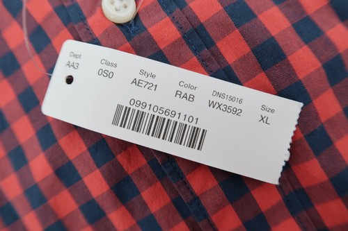 J.Crew Men's XL Secret Wash Red Navy Gingham Classic Long Sleeve Shirt New - Picture 3 of 6