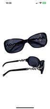 BRIGHTON Dark Gray Ring Tones Sunglasses Crystal Silver Plated Temple UVA/UVB