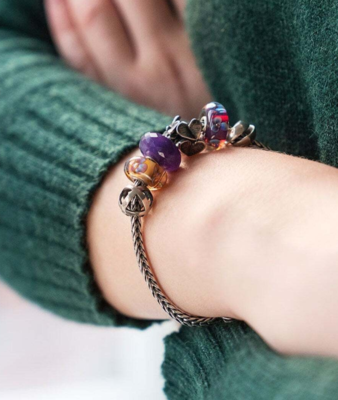 Trollbeads Damen-Bead Bleib Positiv 925 Sterling Silber TAGBE-10019, Eén maat, Argent, Pas de gemme