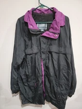 Vintage 90s Sierra Sport Soft Shell Windbreaker Jacket Black Purple XL Read 