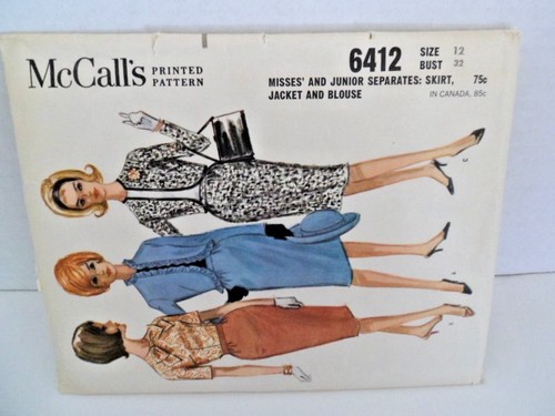 McCalls 1962 talla 12 Falda Chaqueta Blusa Misses Juniors #6412 EE. UU. - Imagen 2 de 4