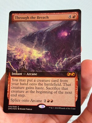 1X FOIL Through the Breach EXTENDED ART MINT MTG Magic UMA Box Topper Modern EDH