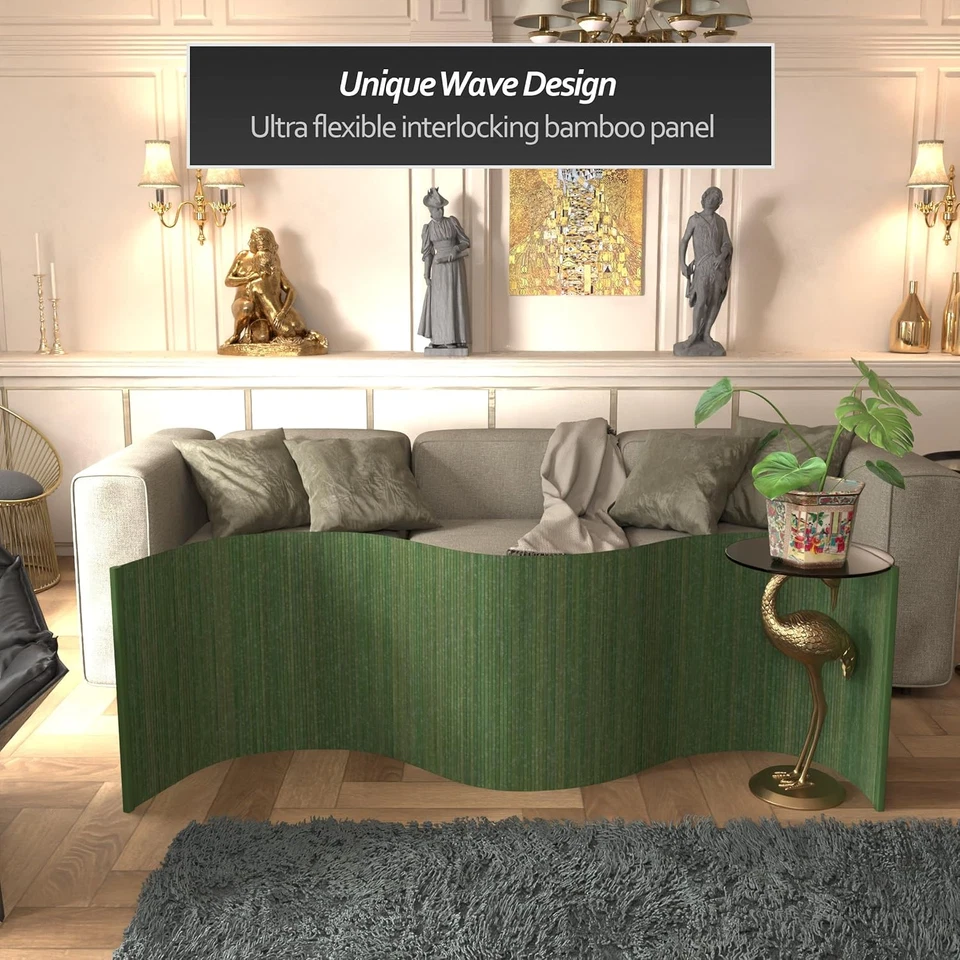 Pantalla corta de bambú ondulada de 2 pies - verde envejecido Foto 2 de 4