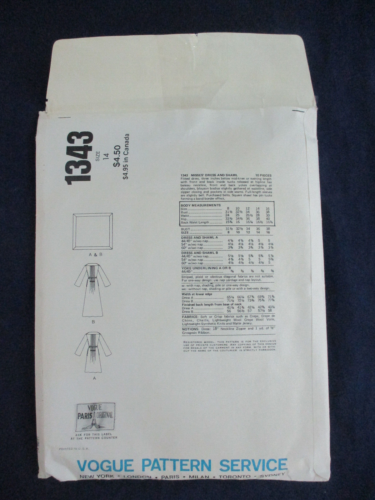 Vogue 1343 Paris Original Christian Dior Dress/Shawl Sewing Pattern Size 14 Cut - Picture 3 of 4