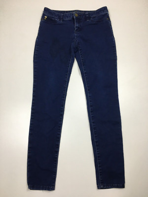 MICHAEL KORS Med/Dark Wash Logo Hardware Faux Pockets Skinny Jeans Womens sz 2