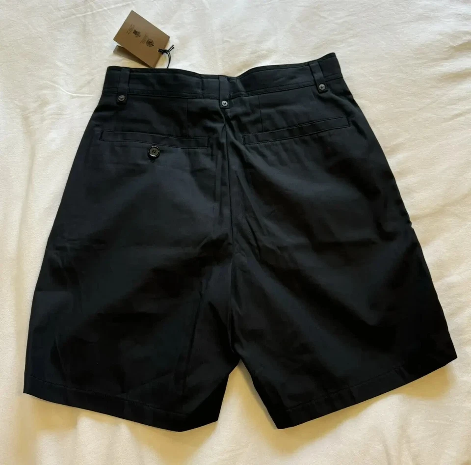 with tags Burberry - Black Technical Cotton Tailored Pleated Shorts - Image 2 of 4