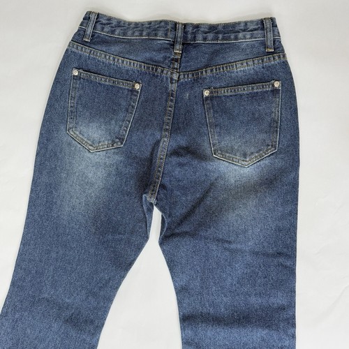 NWOT POL Distressed High Waisted Flare Wide Leg Denim Frayed Hem Jeans Small - Picture 9 of 16