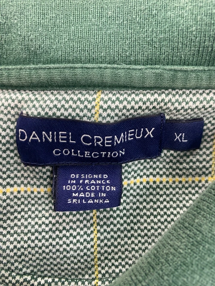Camisa polo de golf Daniel Cremieux para hombre XL verde menta pata de gallo a cuadros de colección años 90 Y2K Foto 3 de 4