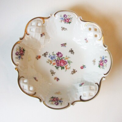 Vintage Reichenbach GDR Porcelain 4 Toed Centerpiece Bowl 11 Inch
