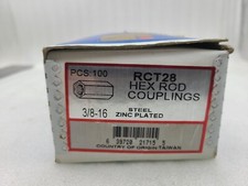 Hex Rod Coupling 3/8-16 Steel Zinc Plated  (Qty 100) Metallics RCT28 NOS