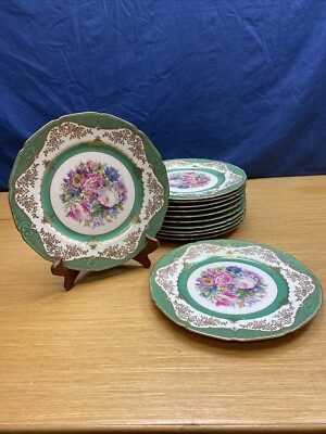 12 Vintage Elegant Rosenthal Ivory 10 1/2  Floral Dinner Plates