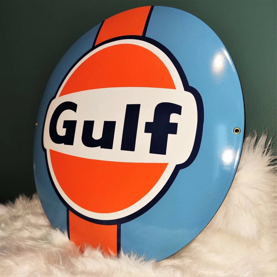 Enamel plaque GULF ø 50 cm WARRANTY emblem sign logo plate  - Image 2 of 4